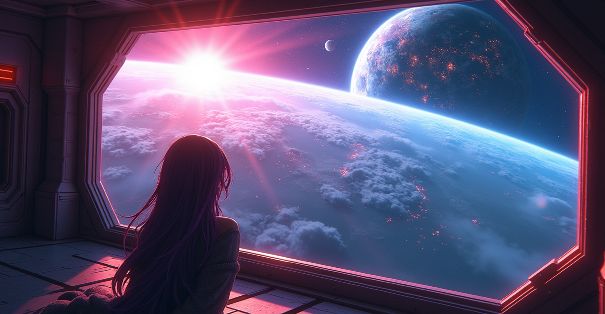 Edens Zero spaceship flying towards a planet