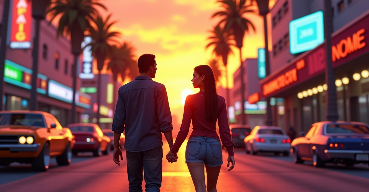 Grand Theft Auto 6 main characters Lucia and Jason in Vice City